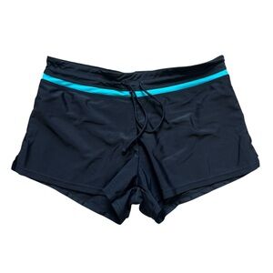 Black Swim Shorts with Blue Stripe